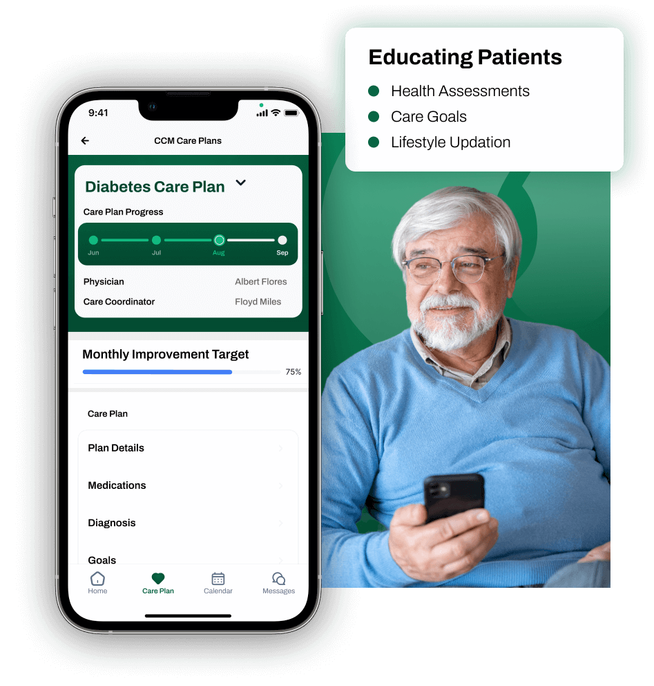eCareMD mobile application with care plan features and patient progress tracking